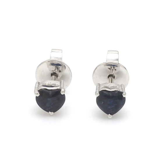 BLUE SAPPHIRE HEARTBEAT STUDS | MICRO EARRINGS