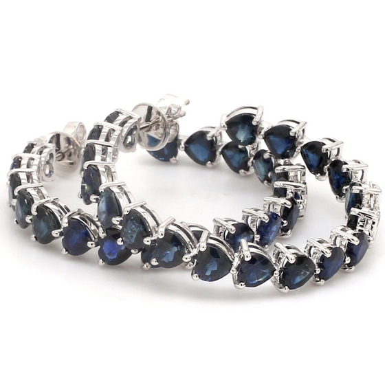 BLUE SAPPHIRE HEART HOOPS