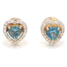  BLUE SAPPHIRE HALO HEARTBEAT STUDS | MINI EARRINGS