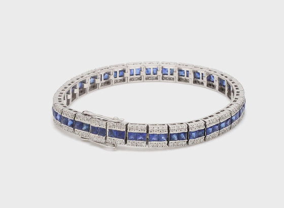 DIAMOND & BLUE SAPPHIRE TENNIS BRACELET