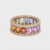 DIAMOND WRAPPED PARTY-COLORED SAPPHIRE ETERNAL RING