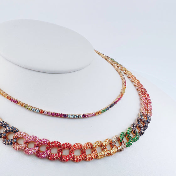 PARTY-COLORED SAPPHIRE TENNIS NECKLACE | EVERYDAY NECKLACE