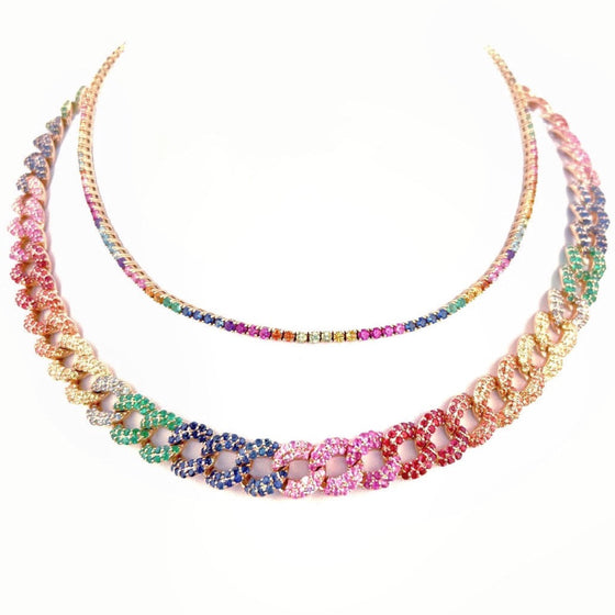 PARTY-COLORED SAPPHIRE TENNIS NECKLACE | EVERYDAY NECKLACE