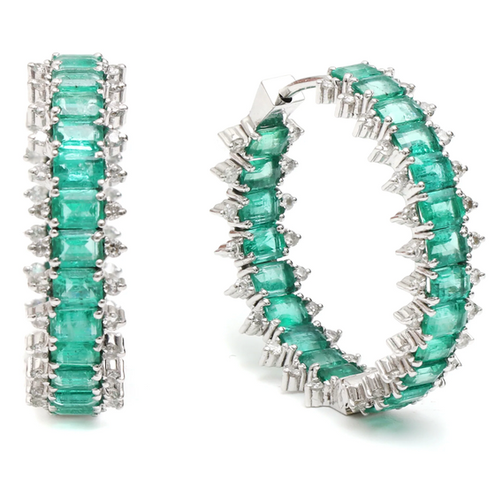 DIAMOND SPIKES & EMERALD HOOPS