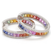 DIAMOND WRAPPED PARTY-COLORED SAPPHIRE HOOPS