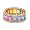 DIAMOND WRAPPED PARTY-COLORED SAPPHIRE ETERNAL RING