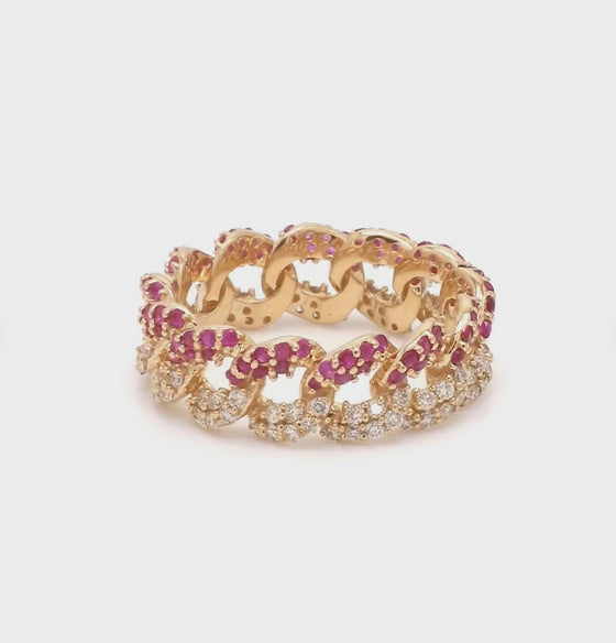 DIAMOND & RUBY CHAIN RING