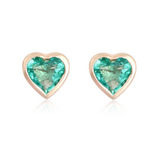  EMERALD BEZELED HEARTBEAT STUDS | MICRO EARRINGS