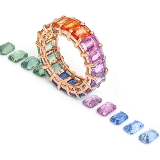 PARTY-COLORED SAPPHIRE ETERNAL RING