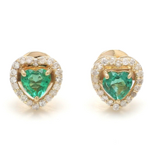  EMERALD HALO HEARTBEAT STUDS | MINI EARRINGS