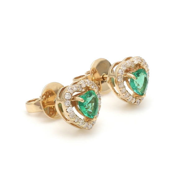 EMERALD HALO HEARTBEAT STUDS | MINI EARRINGS