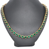 BEZELED EMERALD HEART TENNIS NECKLACE