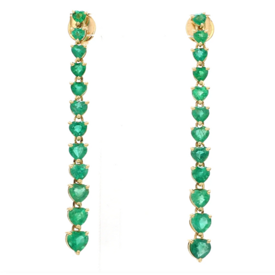 EMERALD HEART-DROP EARRINGS