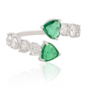 TWIN EMERALD HEARTS WRAP RING