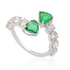 TWIN EMERALD HEARTS WRAP RING