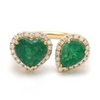 EMERALD TWIN HALO MIX-SHAPE RING