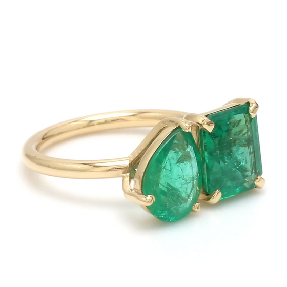 EMERALD TWIN MIX-SHAPE RING