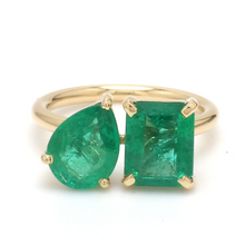  EMERALD TWIN MIX-SHAPE RING