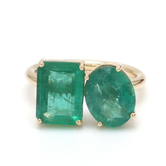 EMERALD TWIN MIX-SHAPE RING