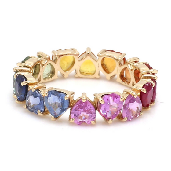 PARTY-COLORED SAPPHIRE HEART ETERNAL RING