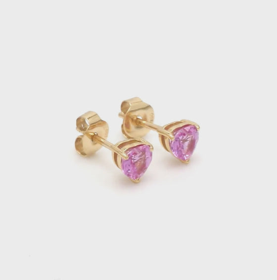 PINK SAPPHIRE HEARTBEAT STUDS | MICRO EARRINGS