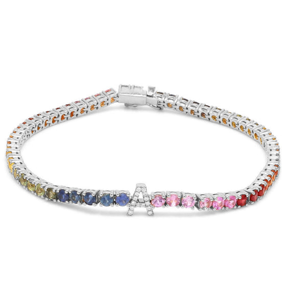 PARTY-COLORED SAPPHIRE "INITIAL-REACTION" BRACELET | LETTER BRACELET