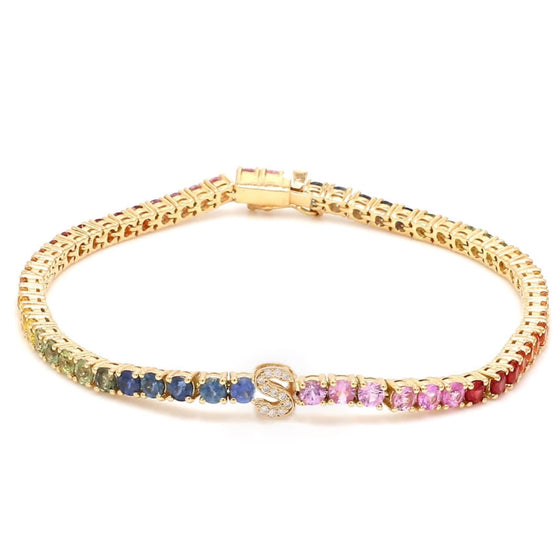 PARTY-COLORED SAPPHIRE "INITIAL-REACTION" BRACELET | LETTER BRACELET