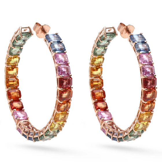 PARTY-COLORED SAPPHIRE CHUNKY HOOPS