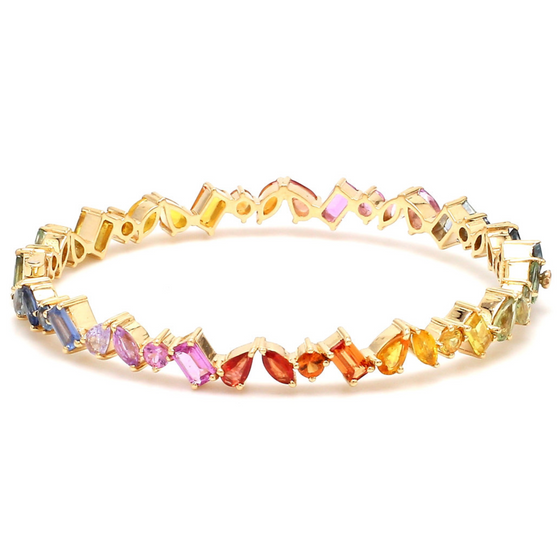 PARTY-COLORED SAPPHIRE MIX-SHAPE BANGLE