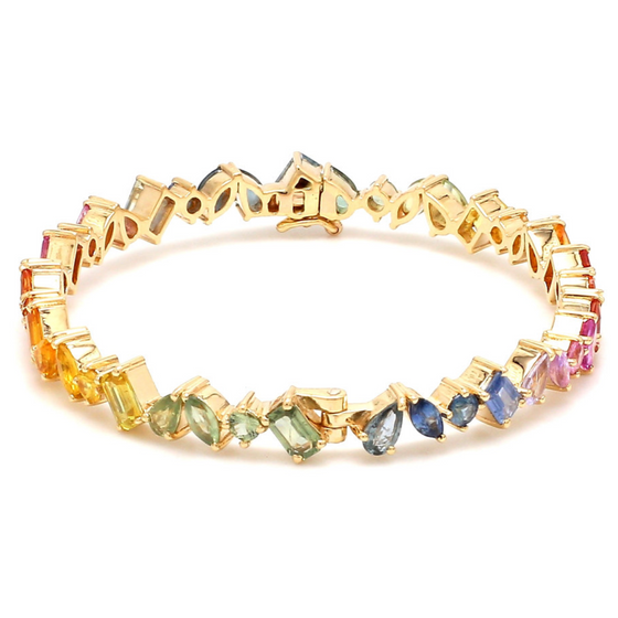 PARTY-COLORED SAPPHIRE MIX-SHAPE BANGLE