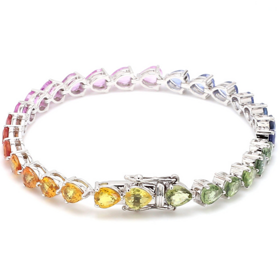 PARTY-COLORED SAPPHIRE PEAR-CUT TENNIS BRACELET