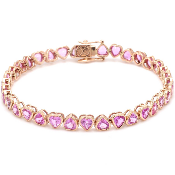 PINK SAPPHIRE HEART BEZELED BRACELET