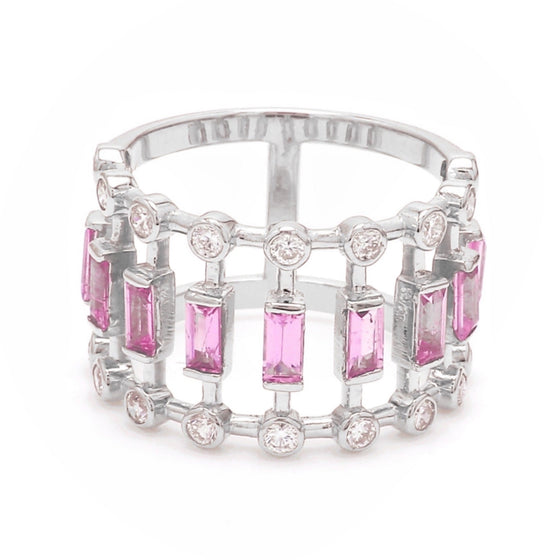 DIAMOND & PINK SAPPHIRE CAGE RING