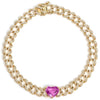 PINK SAPPHIRE HEART CUBAN CHAIN BRACELET