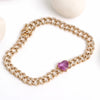 PINK SAPPHIRE HEART CUBAN CHAIN BRACELET