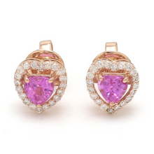  PINK SAPPHIRE HALO HEARTBEAT STUDS | MINI EARRINGS