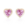 PINK SAPPHIRE BEZELED HEARTBEAT STUDS | MICRO EARRINGS