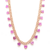 PINK SAPPHIRE HEARTS CHAIN NECKLACE