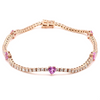 MINI PINK SAPPHIRE HEARTS DIAMOND TENNIS BRACELET