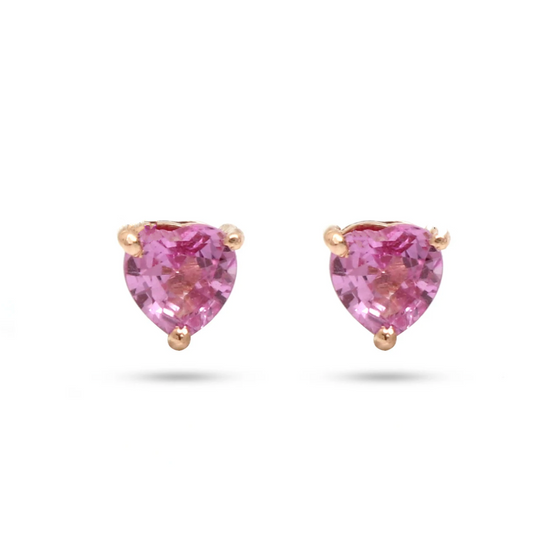 PINK SAPPHIRE HEARTBEAT STUDS | MICRO EARRINGS