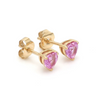 PINK SAPPHIRE HEARTBEAT STUDS | MICRO EARRINGS