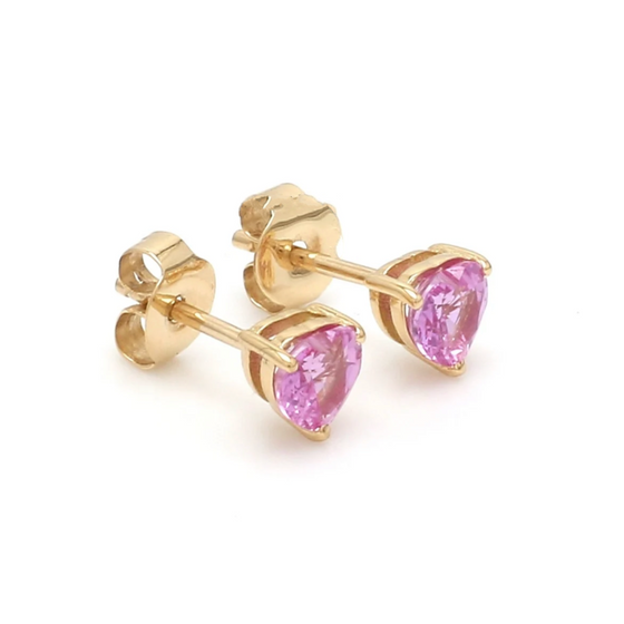 PINK SAPPHIRE HEARTBEAT STUDS | MICRO EARRINGS