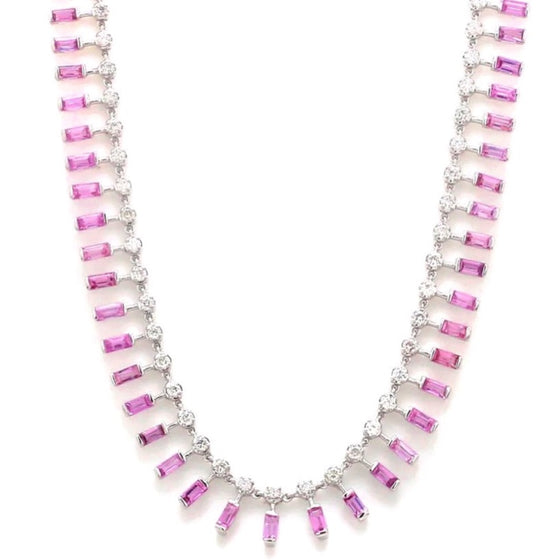 DIAMOND & PINK SAPPHIRE FRINGE NECKLACE