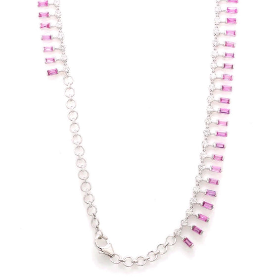 DIAMOND & PINK SAPPHIRE FRINGE NECKLACE