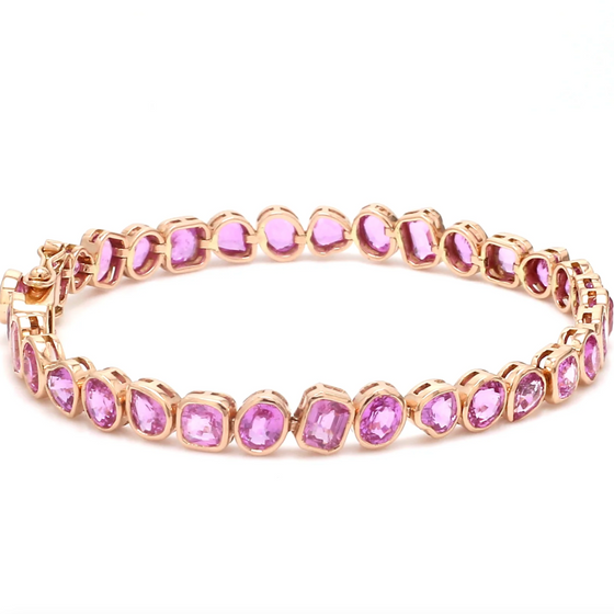 PINK SAPPHIRE MIX-SHAPE BEZELED BRACELET