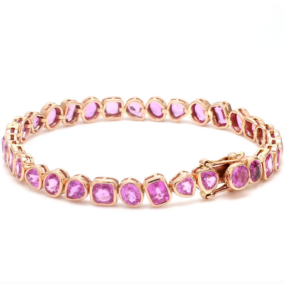 PINK SAPPHIRE MIX-SHAPE BEZELED BRACELET