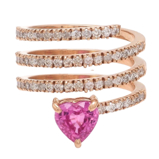 'HEART OF THE TORNADO' DIAMOND & PINK SAPPHIRE RING