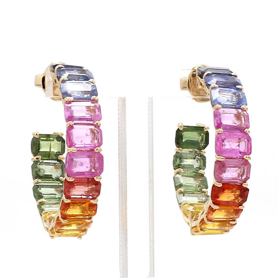 PARTY-COLORED SAPPHIRE CHUNKY HOOPS