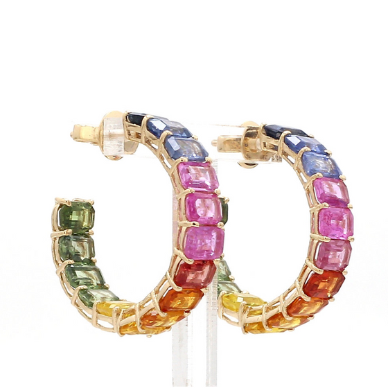 PARTY-COLORED SAPPHIRE CHUNKY HOOPS