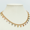 BEZELED PARTY-COLORED SAPPHIRE HEART CHAIN NECKLACE